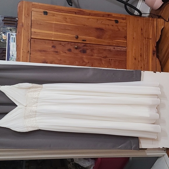 VTG Oleg Cassini Womens Formal Dress Off White SILK Beaded Pleated Wedding Sz 16 - Picture 6 of 16